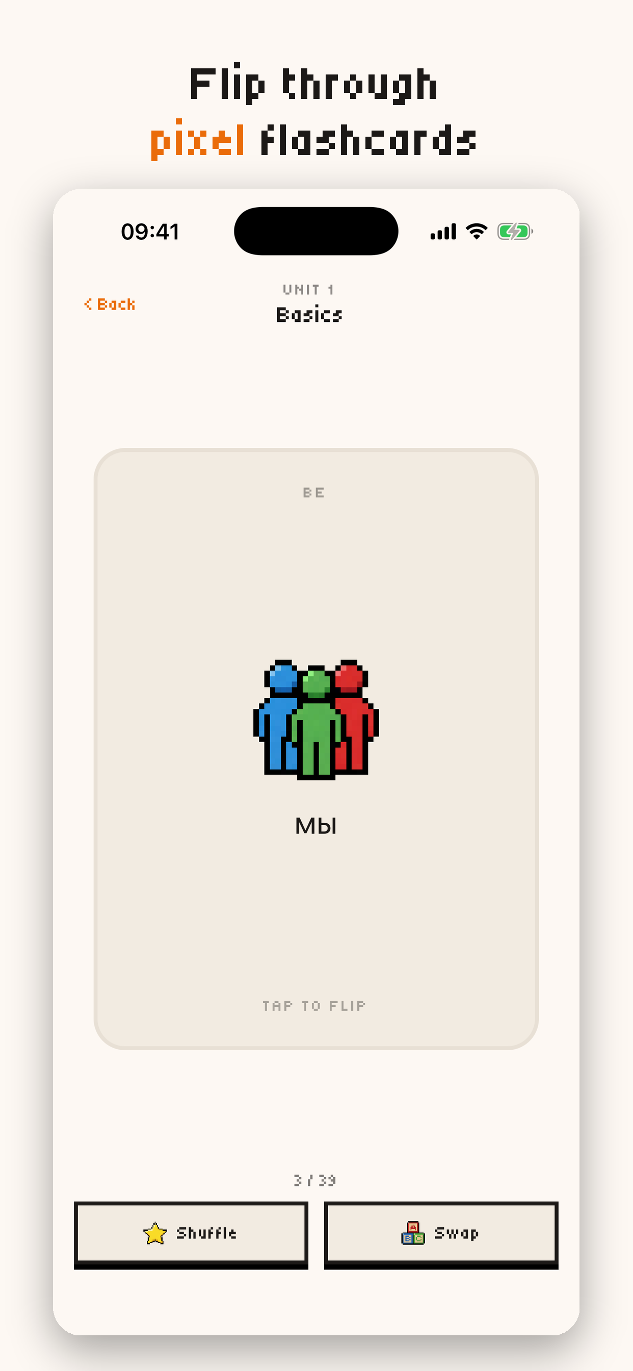 Lismova pixel-art flashcard deck